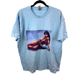 Anime Manga Graphic Tee Men's XL RedBubble T-shirt Chun-Li Street Fighter Blue